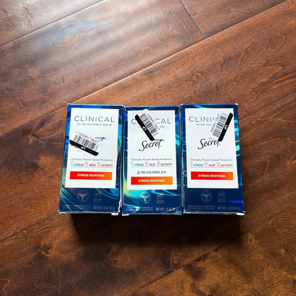 Secret Clinical Strength Antiperspirant Deodorant 3 Pack Gel & Solid 1.6oz NEW